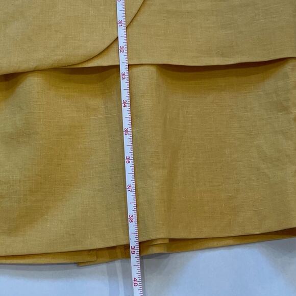 Yellow/Gold Linen Blend Tiered Short Sleeve Sheath Dress, Size 10 - Picture 12 of 12